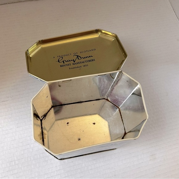 Vintage Gray Dunn Biscuits Blue Willow Canister Tin Collectible Kitchen Storage - Picture 7 of 12